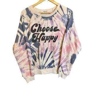 Grayson Threads Tie Dye Sweatshirt "Choose Happy" L Soft Sweat Shirt Boho Hippie